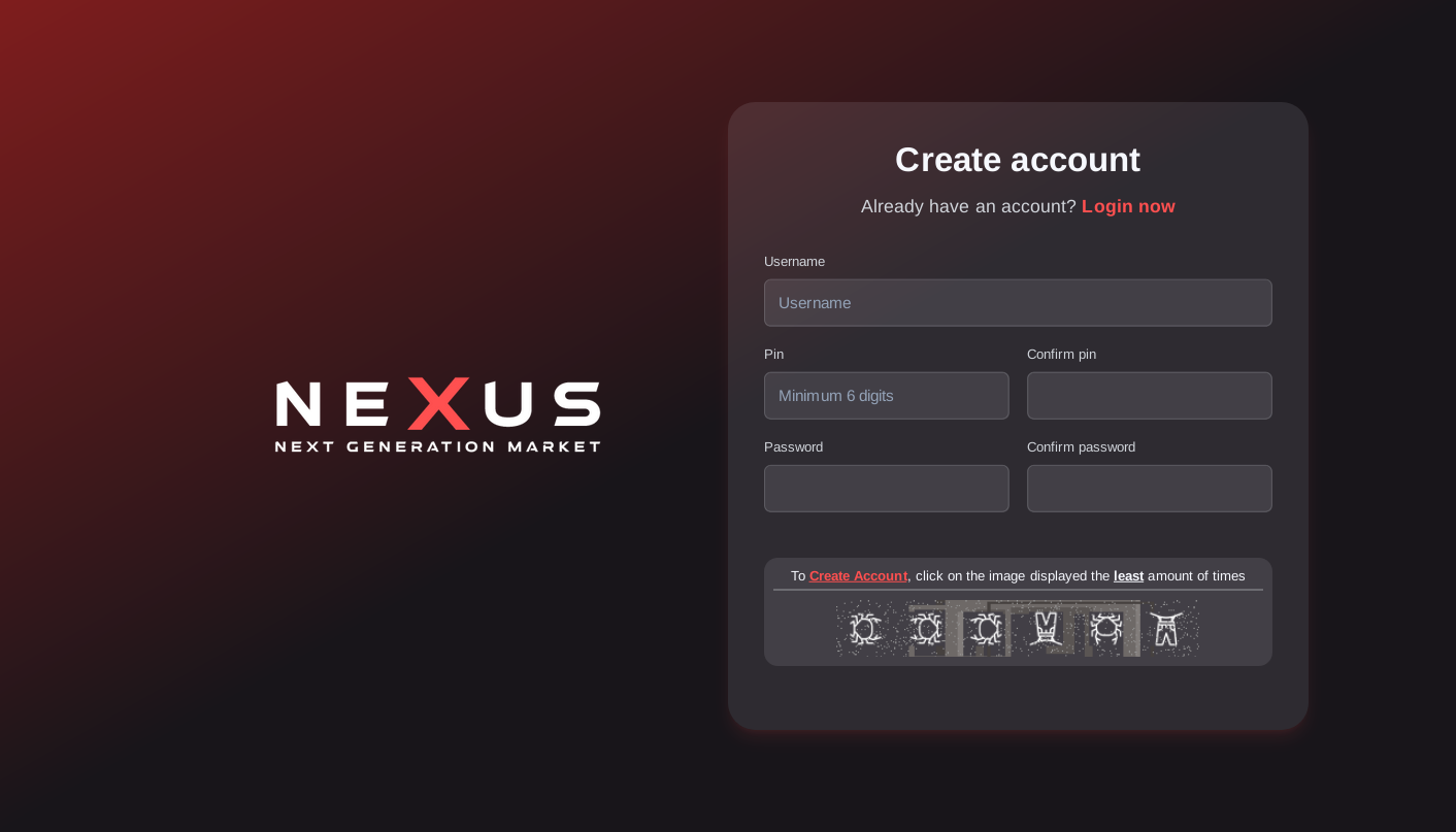 Nexus Market Account Registration